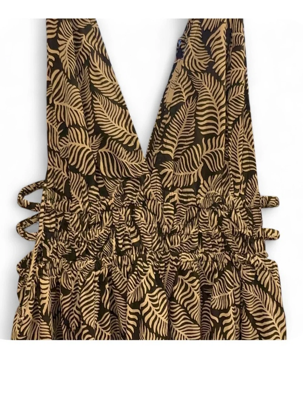 Lush Brown and Tan Fern Print Maxi Dress - Picture 2 of 7